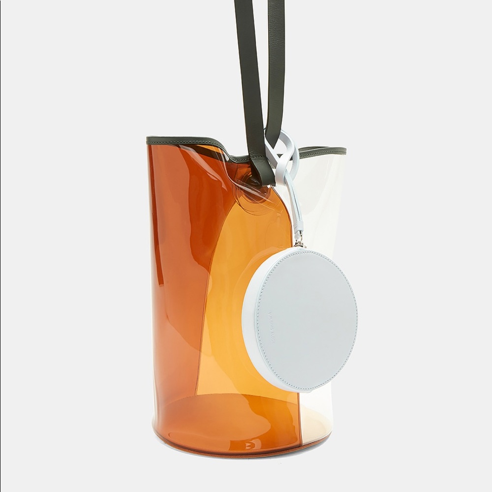 BUILDING BLOCK Leather PVC basket bag with pouch